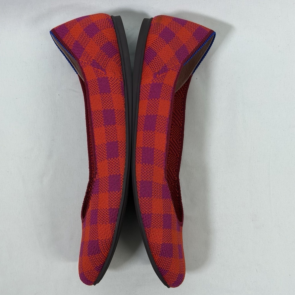 Rothys Size-10 Women Ballet Flat The Square Pomegranate Gingham Orange Plaid - Picture 10 of 10